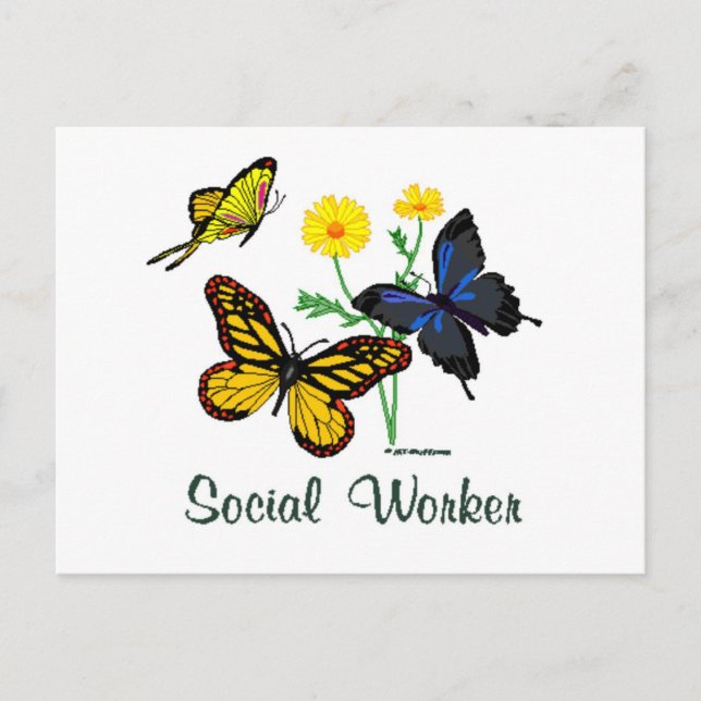 Social Worker Butterflies Postcard (Front)