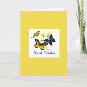 Social Worker Butterflies Thank You Card