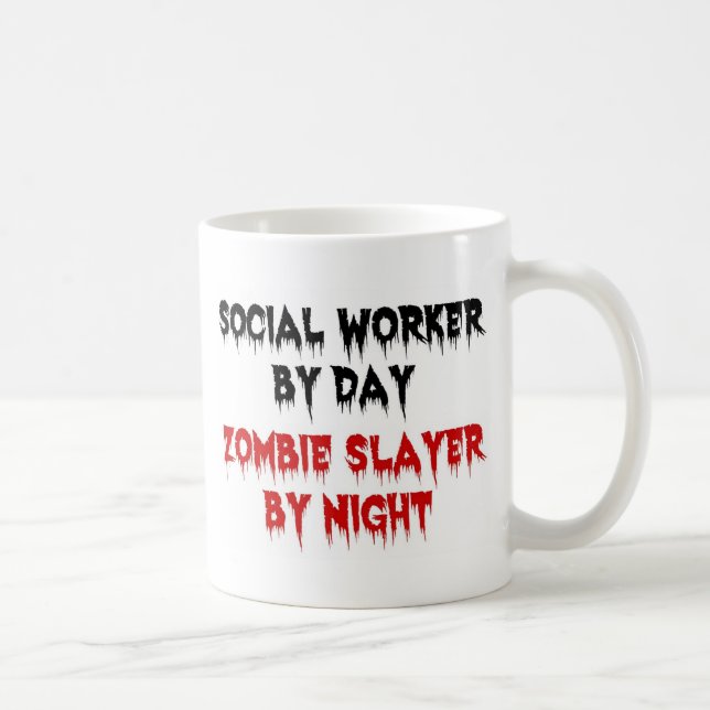 Social Worker by Day Zombie Slayer by Night Coffee Mug (Right)