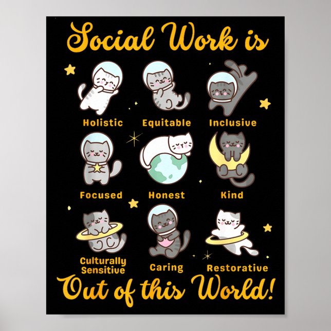 Social worker cat funny saying cats meme social poster (Front)