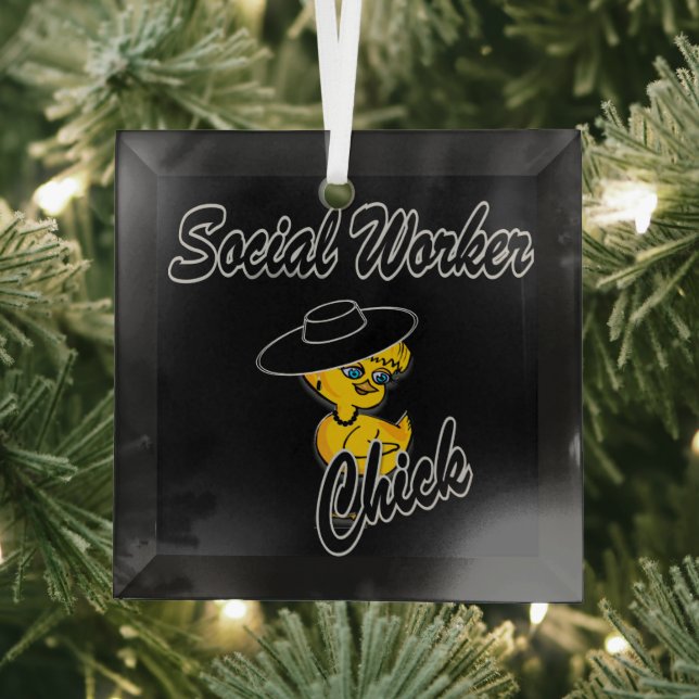 Social Worker Chick #4 Glass Tree Decoration (Insitu)