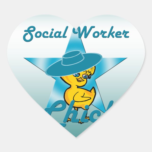 Social Worker Chick #7 Heart Sticker (Front)