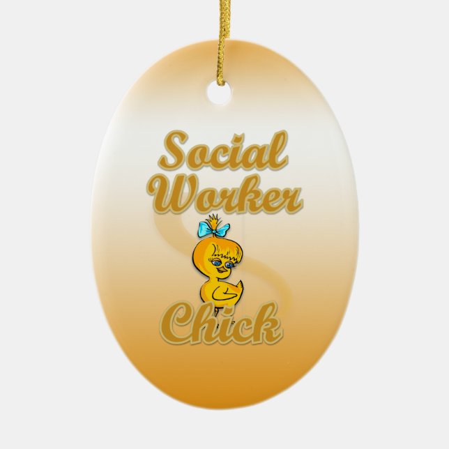 Social Worker Chick Ceramic Tree Decoration (Front)