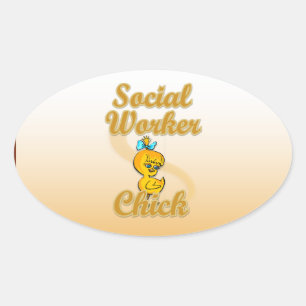Social Worker Chick Oval Sticker