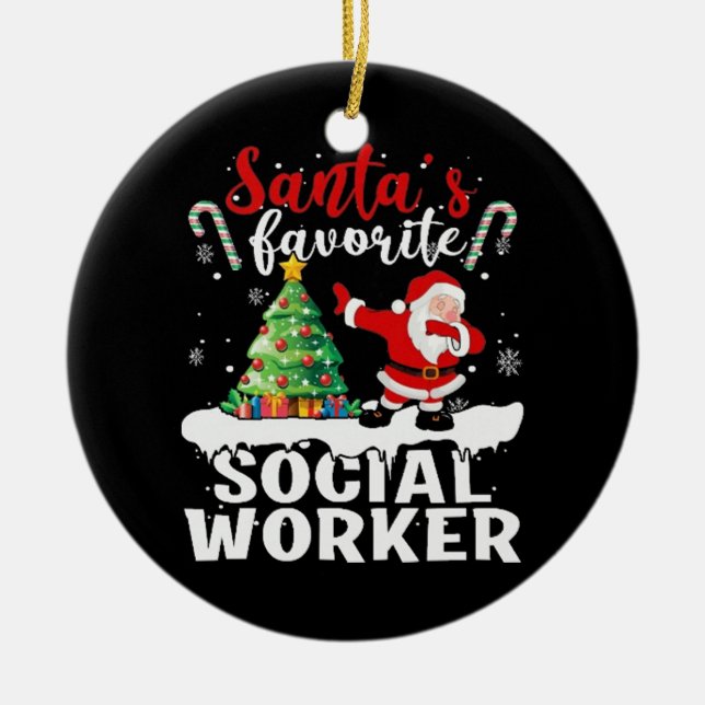 Social Worker Christmas Ceramic Ornament (Front)