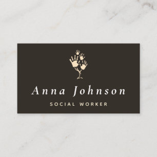 Social Worker Counsellor Therapist Hands Tree Grey Business Card