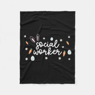 Social Worker Easter School Social Work Bunny Eggs Fleece Blanket