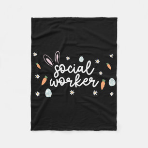 Social Worker Easter School Social Work Bunny Eggs Fleece Blanket