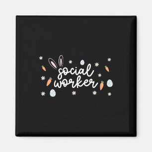 Social Worker Easter School Social Work Bunny Eggs Magnet