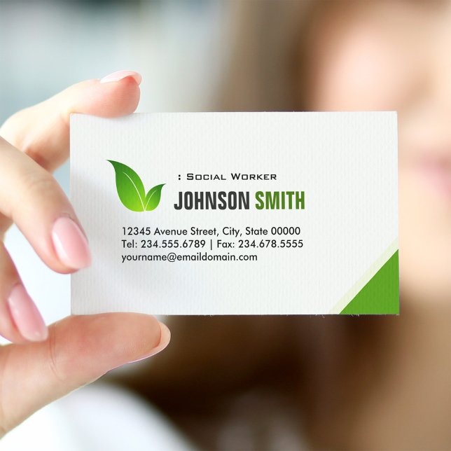 Social Worker - Elegant Modern Green Business Card (Creator Uploaded)