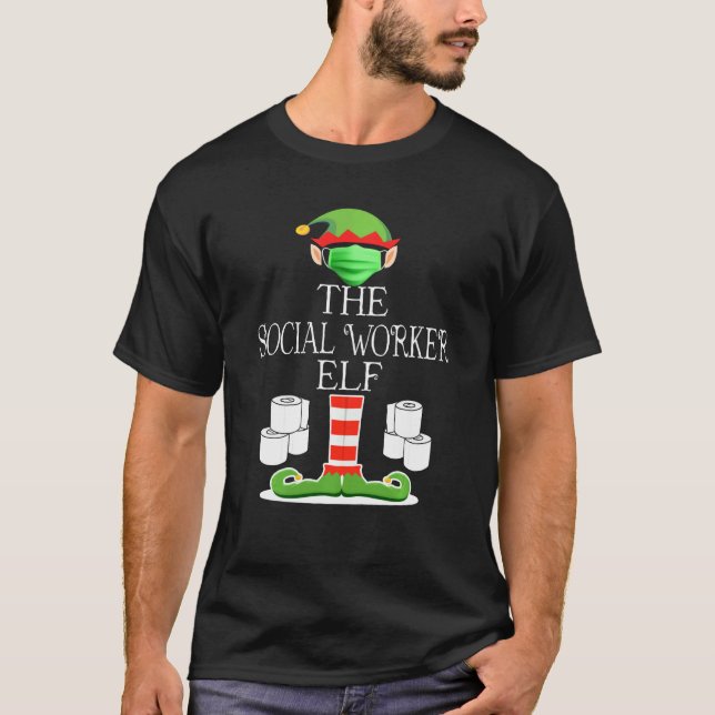 Social Worker Elf Wearing Mask Toilet Paper Christ T-Shirt (Front)
