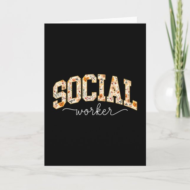 Social Worker Floral Fall Social Work Month Autumn Card (Front)