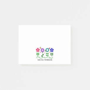 Social Worker...Flowers, Hearts, and Butterflies Post-it Notes