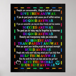 Social Worker Give The World Your Best Anyway Poster