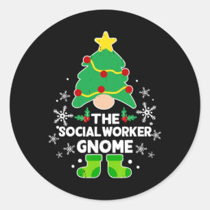 Social Worker Gnome Xmas Family Holiday Christmas Classic Round Sticker