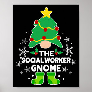 Social Worker Gnome Xmas Family Holiday Christmas  Poster