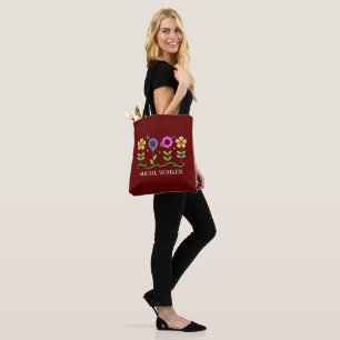 Social Worker, Graphic flowers, Tote Bag