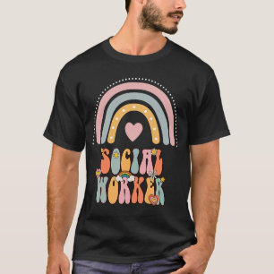Social Worker Groovy Retro Vintage Rainbow Social T-Shirt