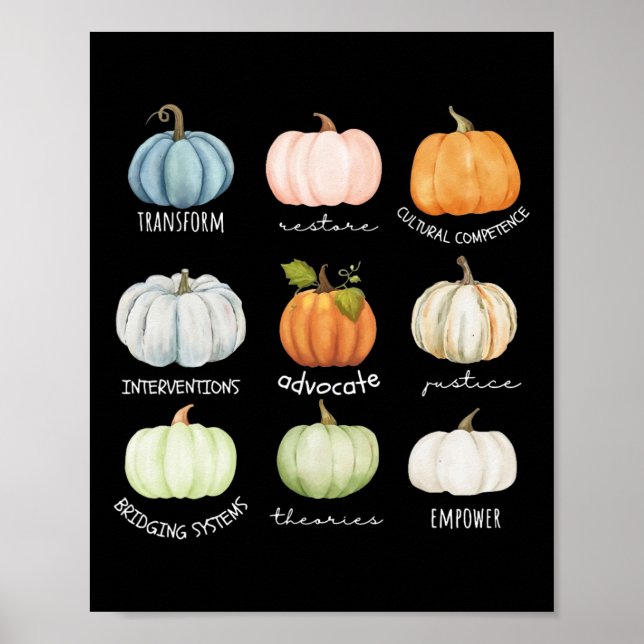 Social Worker Halloween Fall Pumpkin Thanksgiving  Poster (Front)