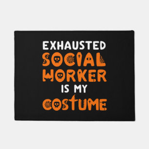 Social Worker Halloween Shirt Funny Social Work Doormat