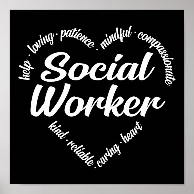 Social Worker Heart Word Cloud Poster (Front)