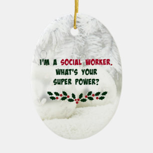 Social Worker Humour, Holiday Colours Ceramic Ornament