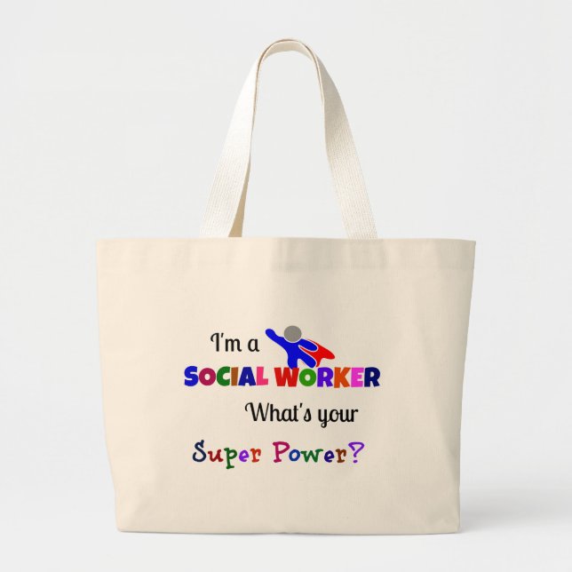Social Worker Humour Large Tote Bag (Front)