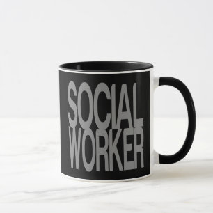 Social Worker in Tall Silver Text Mug