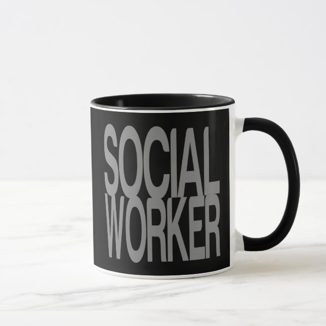 Social Worker in Tall Silver Text Mug (Right)
