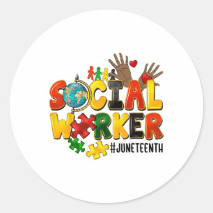 Social Worker Juneteenth 1865 African American Bla Classic Round Sticker