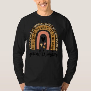 Social Worker Leopard Rainbow Work Love T-Shirt