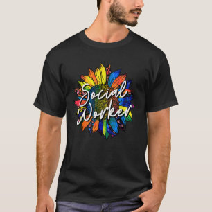 Social Worker Leopard Sunflower Social Work Apprec T-Shirt