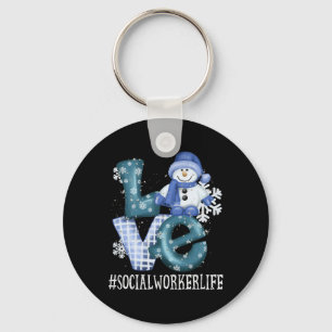 Social Worker Love Snowman Funny Winter Season Chr Key Ring