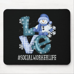 Social Worker Love Snowman Funny Winter Season Chr Mouse Pad