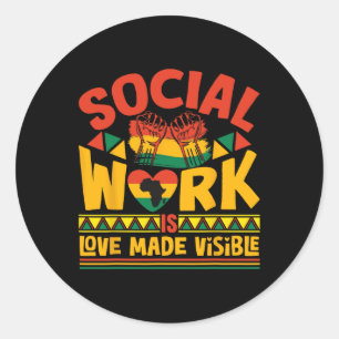 Social Worker Month Black History Month Black Soci Classic Round Sticker