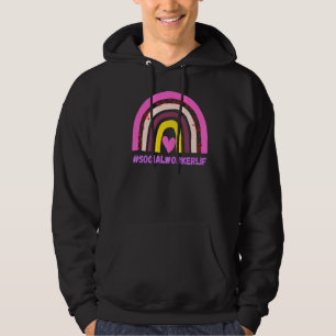 Social Worker Nurse Life Leopard Rainbow Funny Nur Hoodie