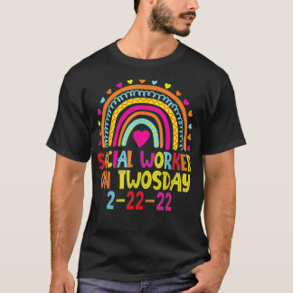 Social Worker On Twosday 2222022 Funny February 22 T-Shirt