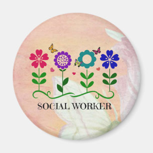 Social Worker, Pastel Springtime Design,  Magnet