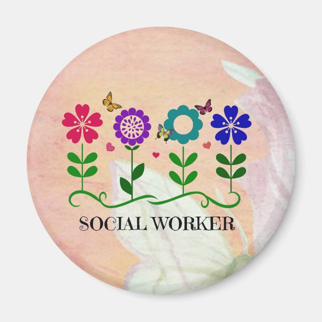 Social Worker, Pastel Springtime Design,  Magnet (Front)