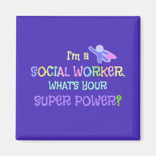 Social Worker, Pastel Text Funky Design Magnet