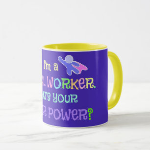 Social Worker, Pastel Text Funky Design Mug