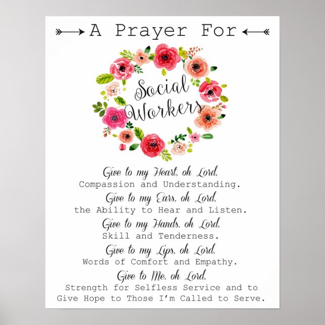 Social Worker Prayer Art Poster (Front)