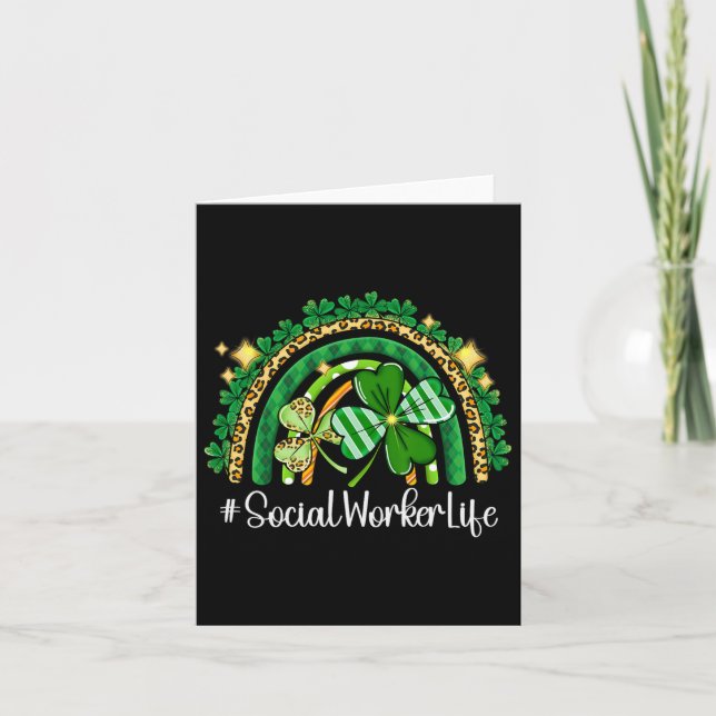 Social Worker Rainbow St Patricks Day Matching Sha Card (Front)
