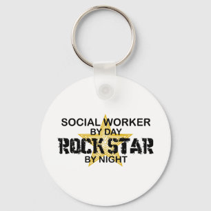 Social Worker Rock Star by Night Key Ring