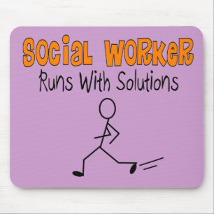 Social Worker "Runs with Solutions" Funny Gifts Mouse Pad