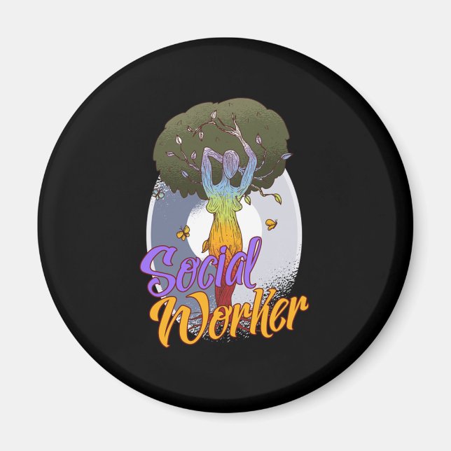 Social Worker Social Care Women Tree Liberal Gift Magnet (Front)