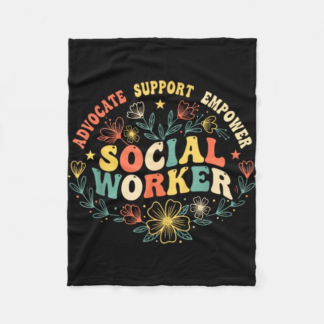 Social worker social work month funny work love fleece blanket (Front)