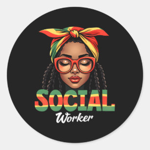 Social Worker Social Work Women Girls Black Histor Classic Round Sticker