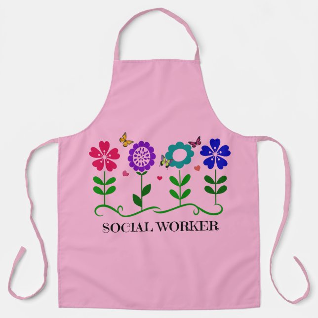 Social Worker, Spring Flowers, Apron (Front)