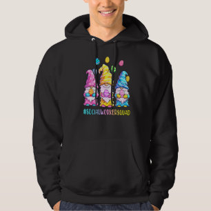 Social Worker Squad Cute Three Gnomes Holding Egg Hoodie